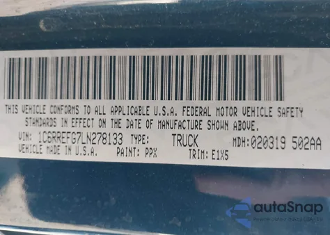 2020 Ram 1500 Lone Star 4X2 5'7 Box from USA, damaged, VIN 1C6RREFG7LN278133